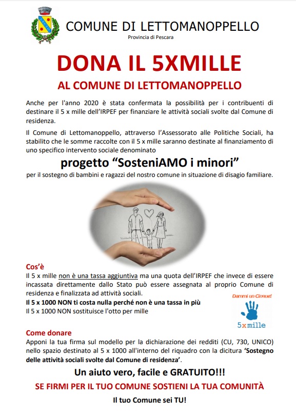 5 x MILLE al COMUNE DI LETTOMANOPPELLO