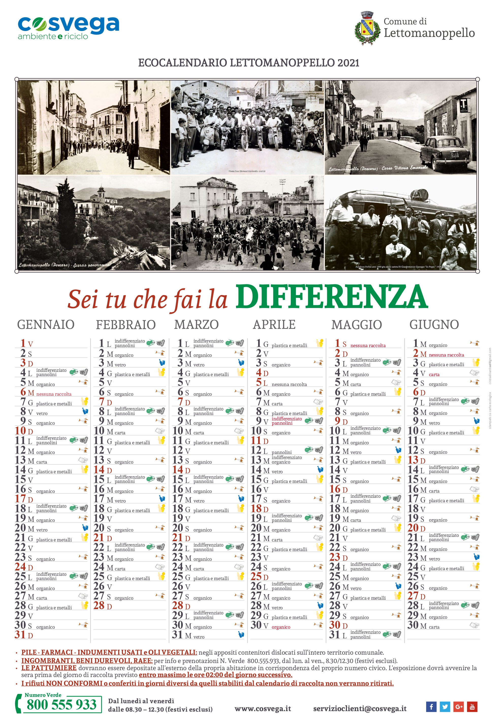 Nuovo calendario raccolta differenziata comune di lettomanoppello